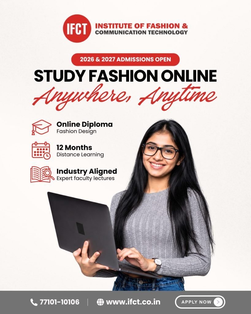 Student attending IFCT online fashion design diploma class