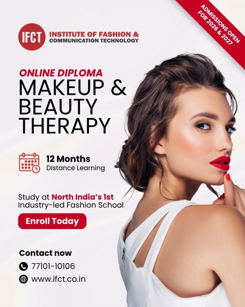 Student practicing bridal makeup technique in IFCT online diploma class