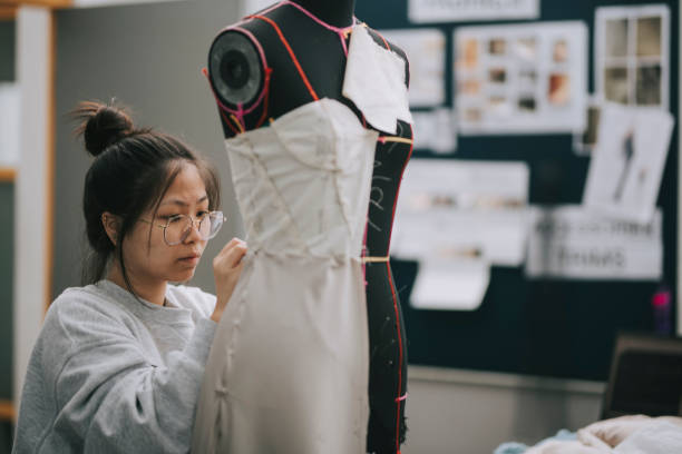 a girl designing a dress